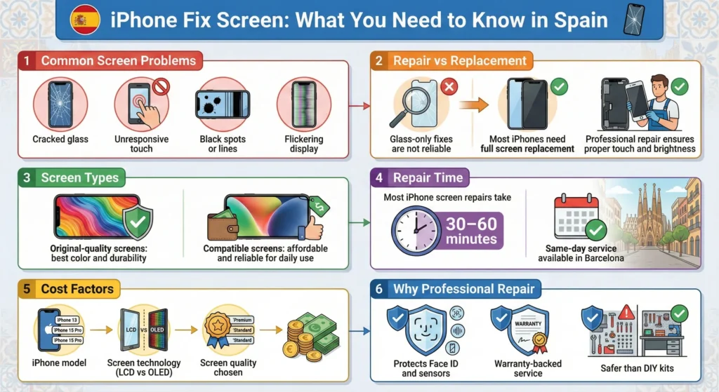 Infographic showing What You Need to Know about iPhone Fix Screen